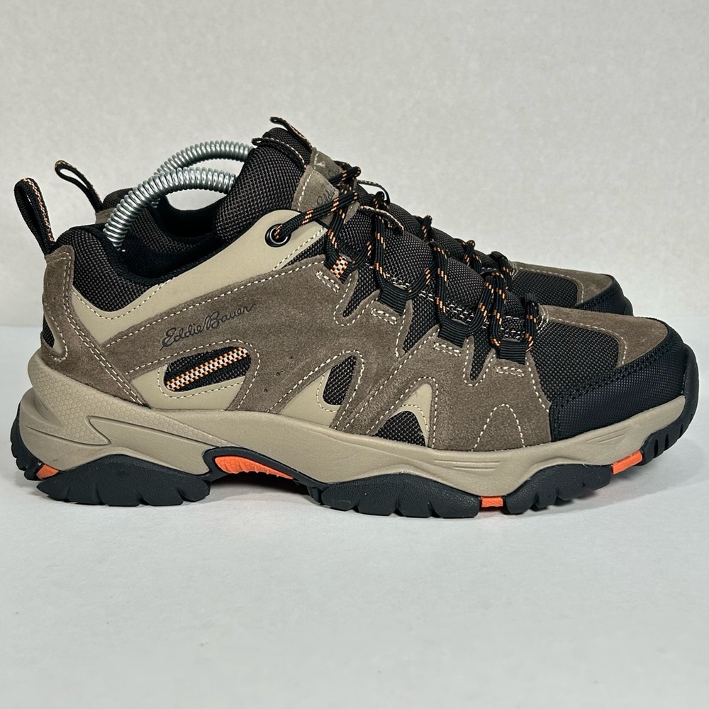 New Eddie Bauer Trail Hiking Outdoor Sneaker Leather Brown/ Orange Shoe; Men’s 8